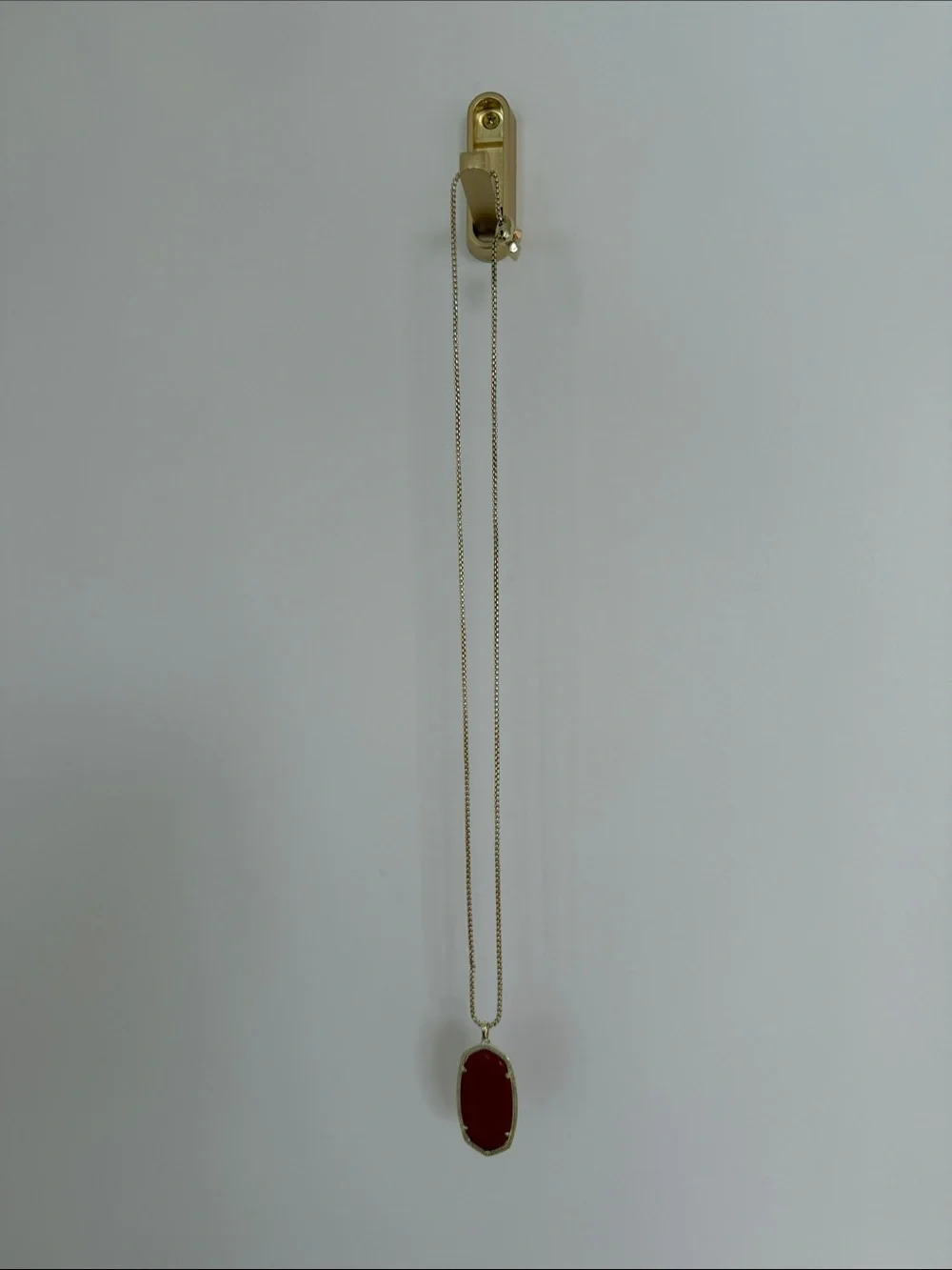 Kendra Scott Gold Chain Necklace with Red Oval Pendant